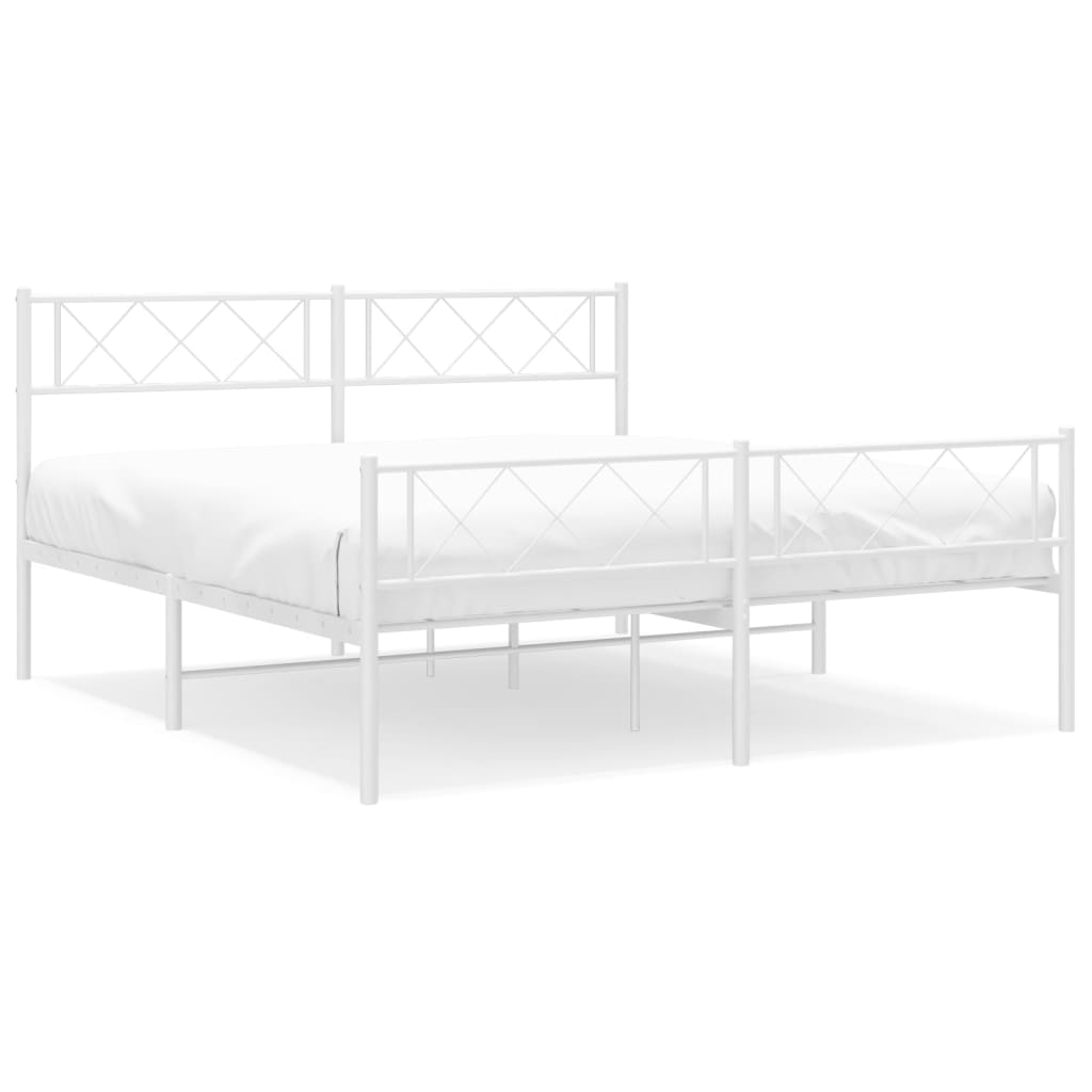 vidaXL Bedframe met hoofd- en voeteneinde metaal wit 140x190 cm