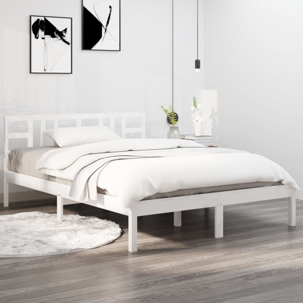 vidaXL Bedframe massief hout wit 180x200 cm