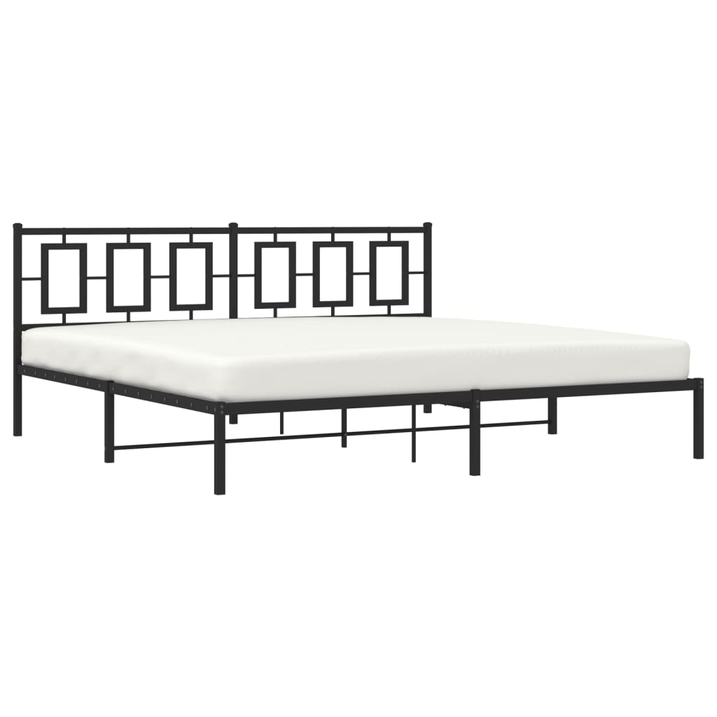 vidaXL Bedframe met hoofdbord metaal zwart 200x200 cm