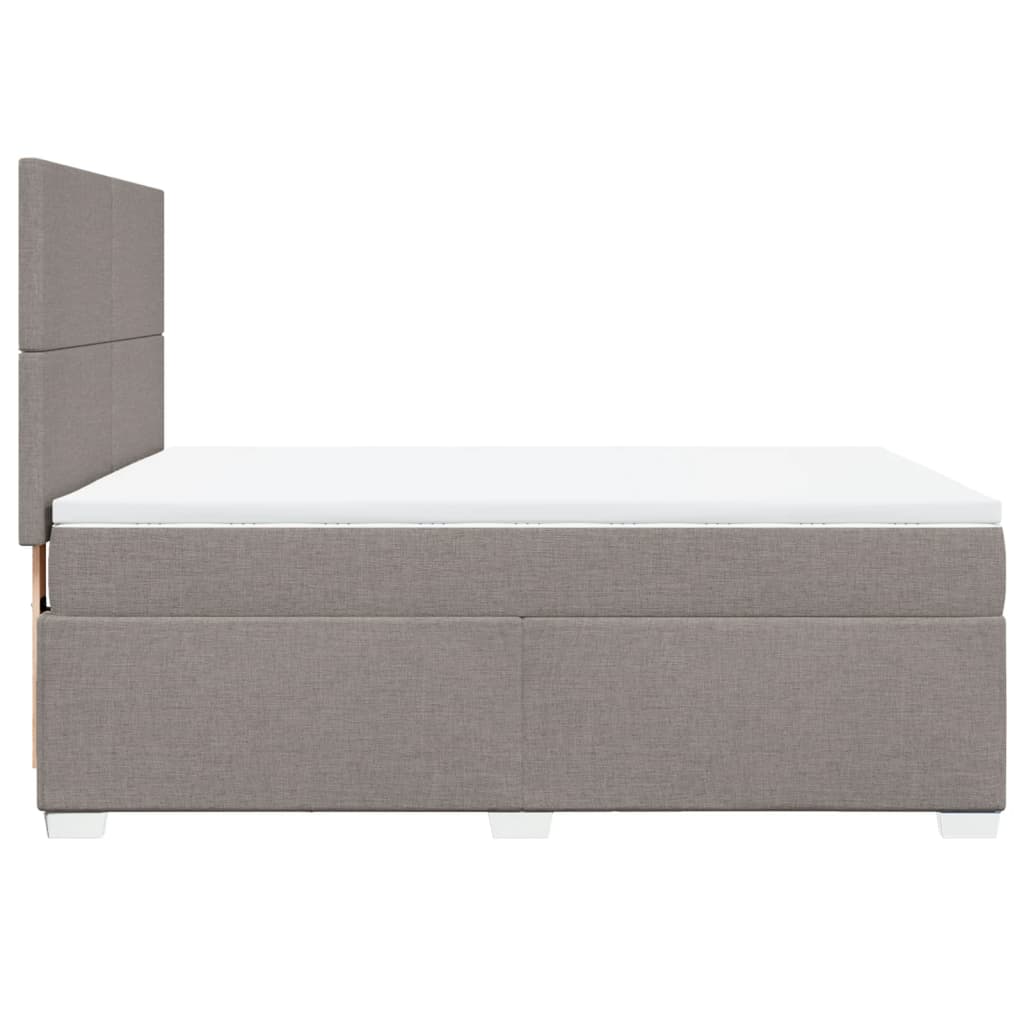 vidaXL Boxspring met matras stof taupe 160x200 cm