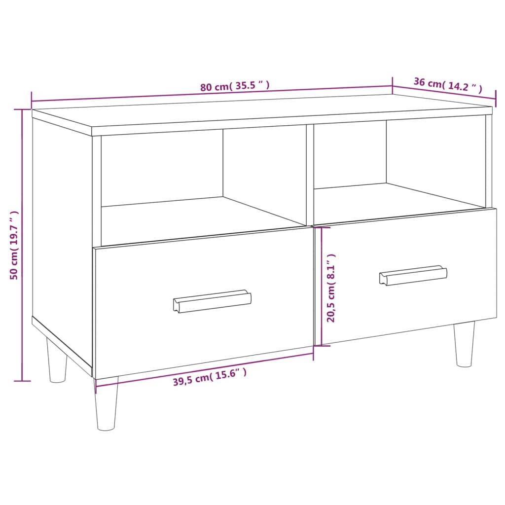 vidaXL Tv-meubel 80x36x50 cm bewerkt hout betongrijs