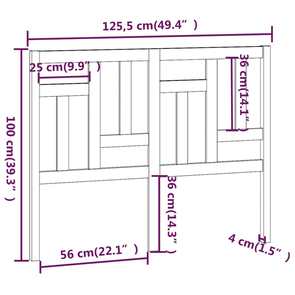 vidaXL Hoofdbord 125,5x4x100 cm massief grenenhout wit