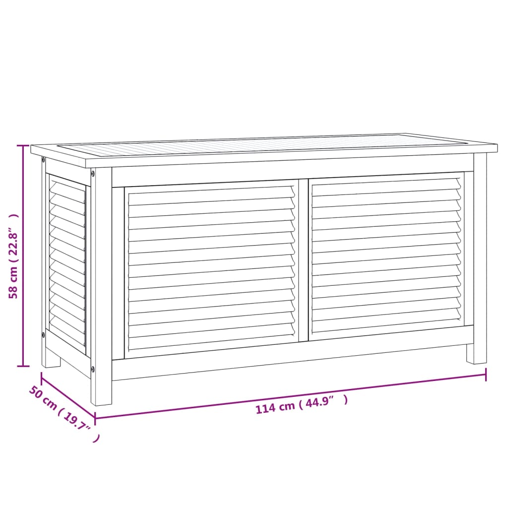 vidaXL Tuinbox met zak 114x50x58 cm massief teakhout