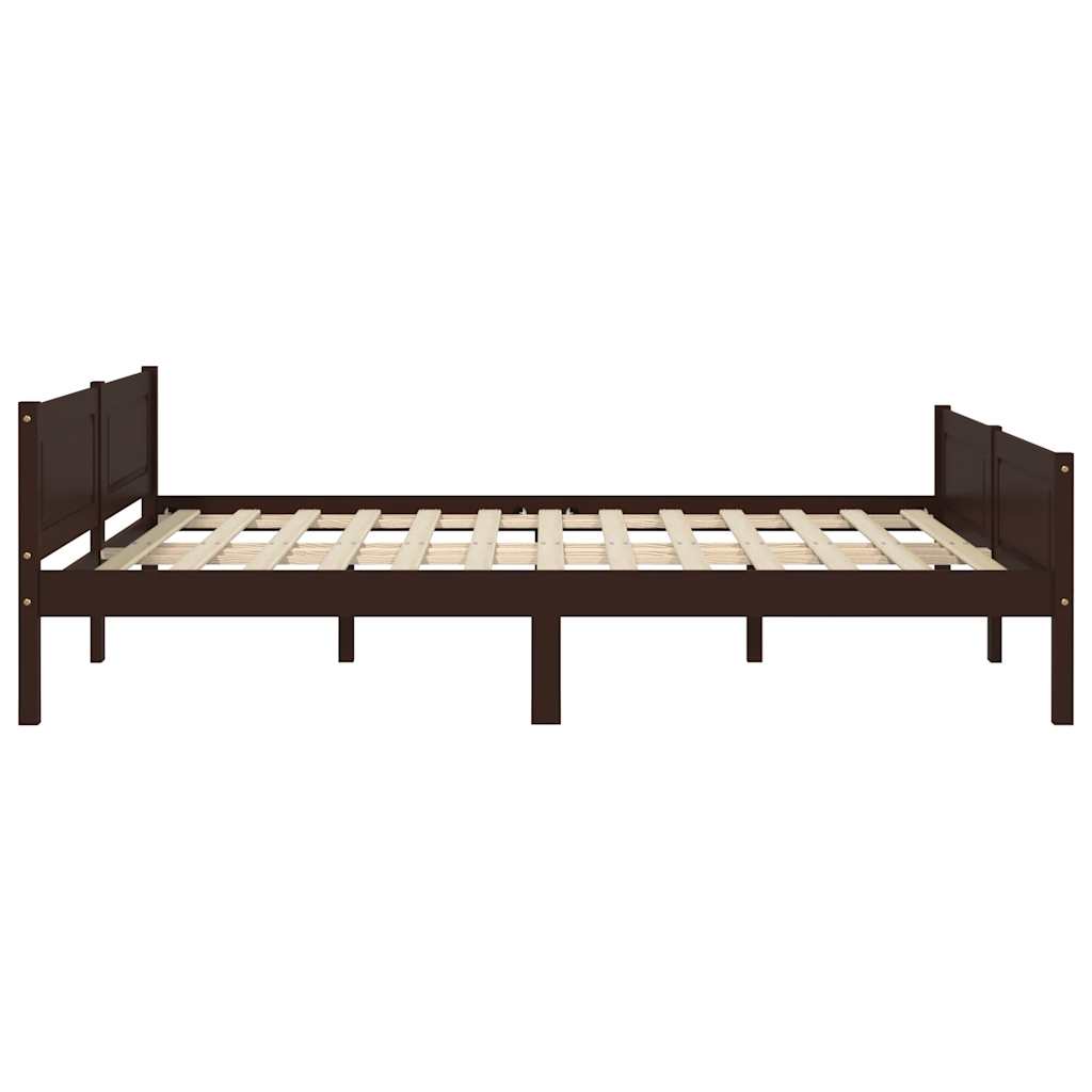 vidaXL Bedframe massief grenenhout donkerbruin 160x200 cm