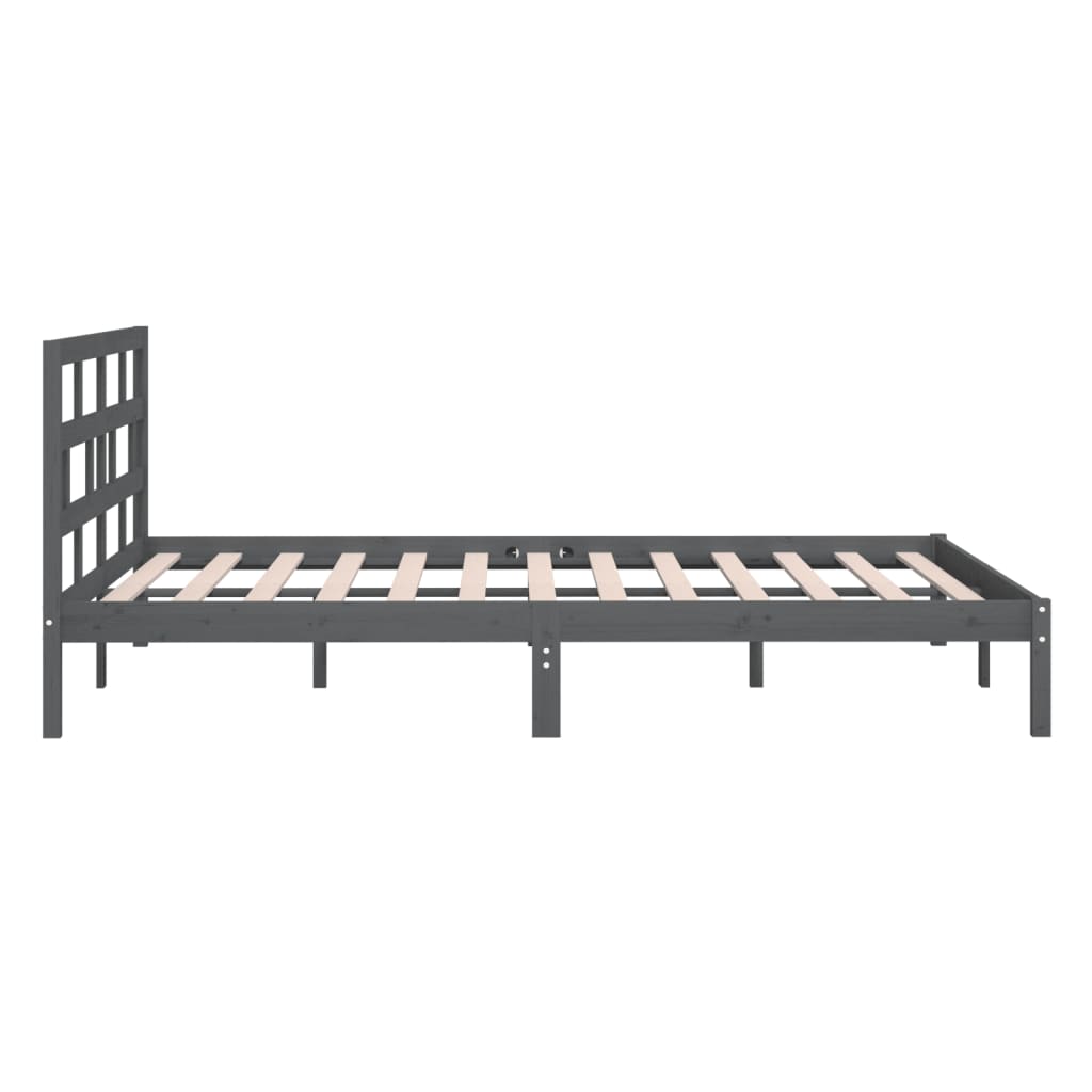 vidaXL Bedframe massief hout grijs 135x190 cm