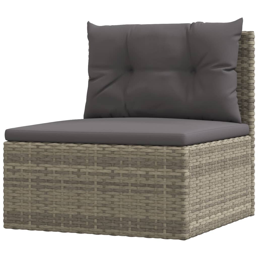 vidaXL 9-delige Loungeset met kussens poly rattan grijs