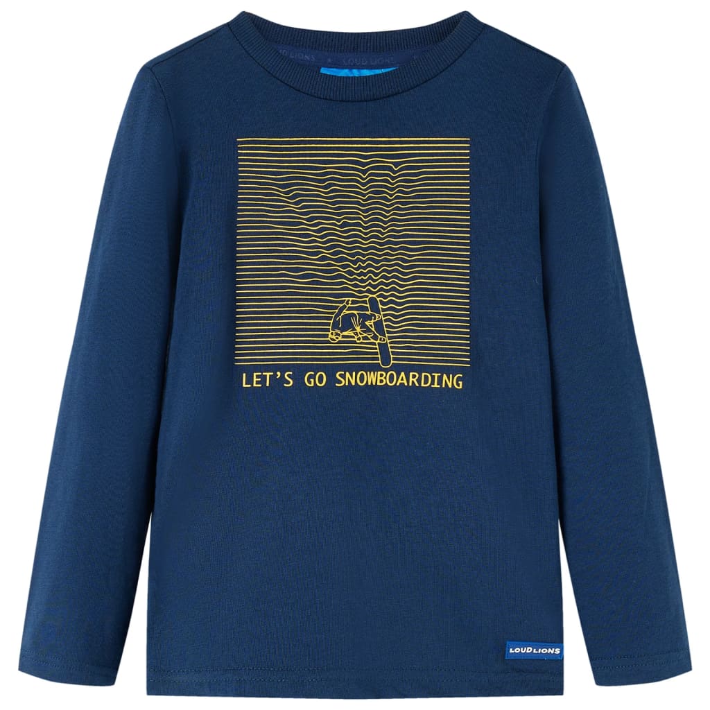 Kindershirt met lange mouwen 140 marineblauw