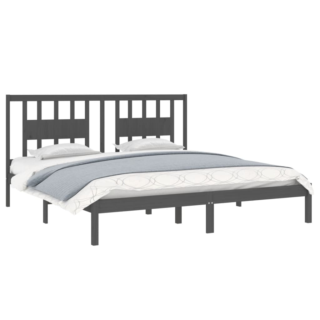 vidaXL Bedframe massief grenenhout grijs 200x200 cm