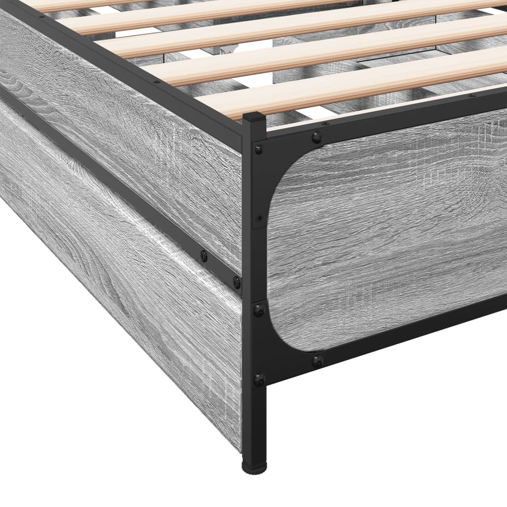 vidaXL Bedframe met lades bewerkt hout grijs sonoma eiken 90x200 cm