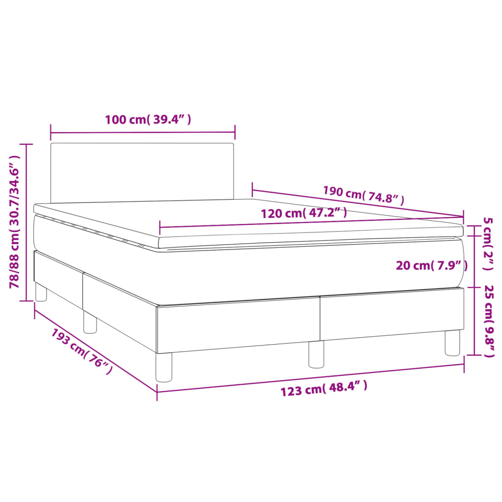 vidaXL Boxspring met matras stof blauw 120x190 cm