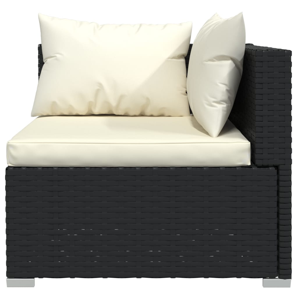 vidaXL 8-delige Loungeset met kussens poly rattan zwart