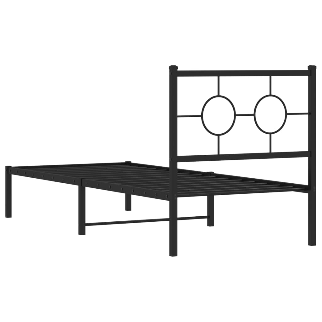 vidaXL Bedframe met hoofdbord metaal zwart 80x200 cm