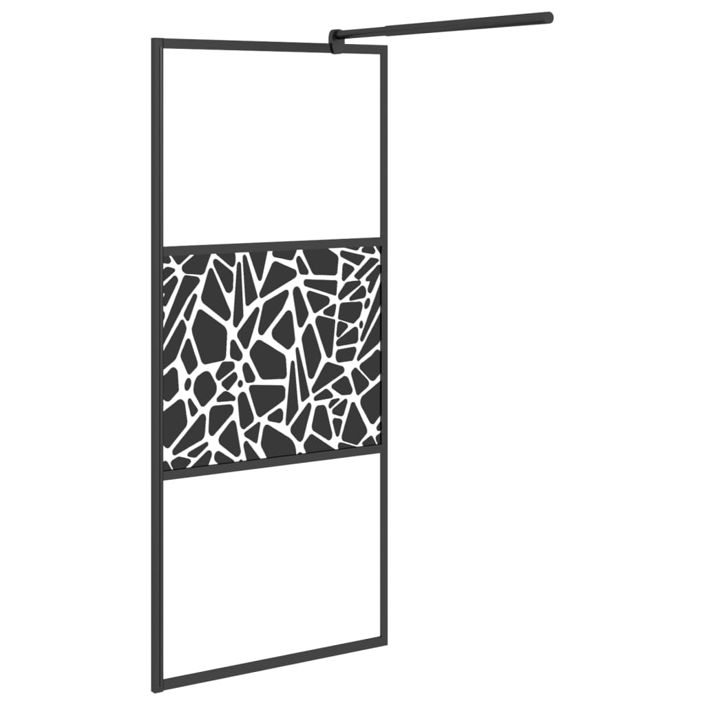 vidaXL Inloopdouchewand met schap 90x195 cm ESG-glas aluminium zwart