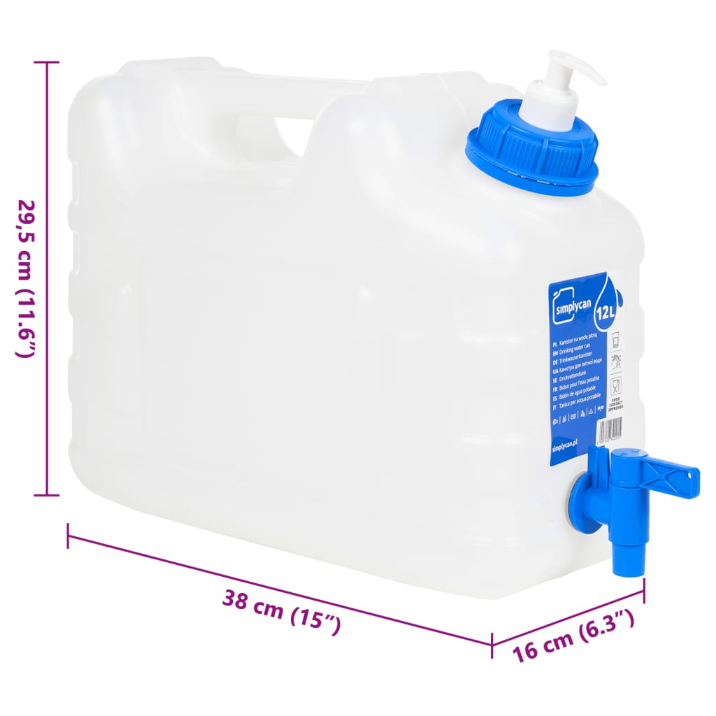 vidaXL Watertank met kraan en zeepdispenser 10 L kunststof