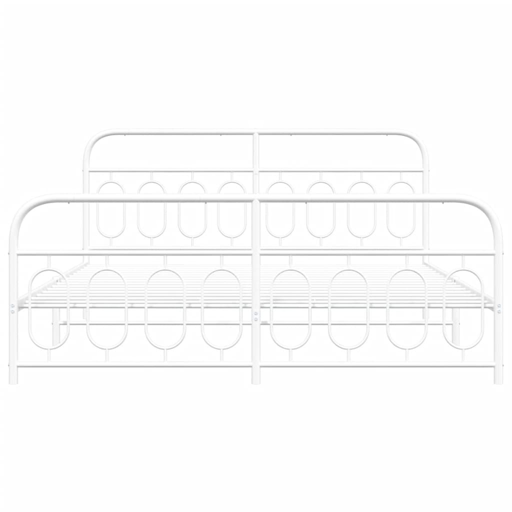 vidaXL Bedframe met hoofd- en voeteneinde metaal wit 183x213 cm