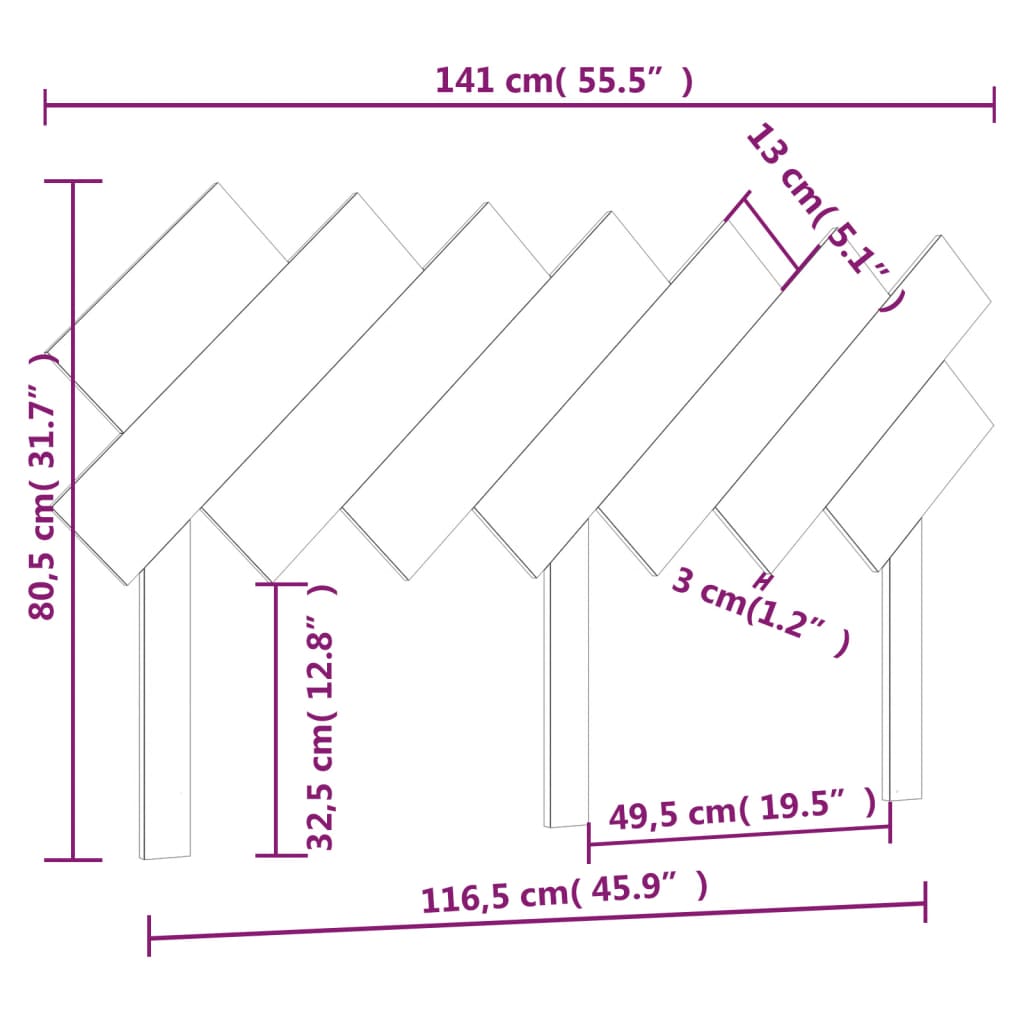 vidaXL Hoofdbord 141x3x80,5 cm massief grenenhout wit