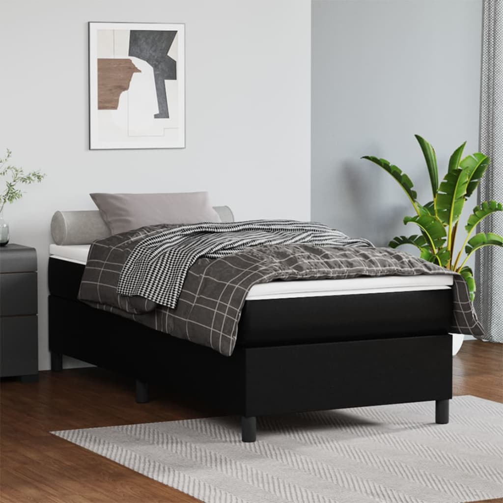 vidaXL Boxspring met matras kunstleer zwart 90x190 cm