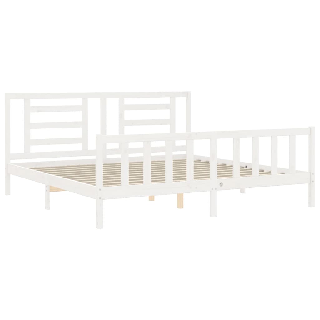 vidaXL Bedframe met hoofdbord massief hout wit