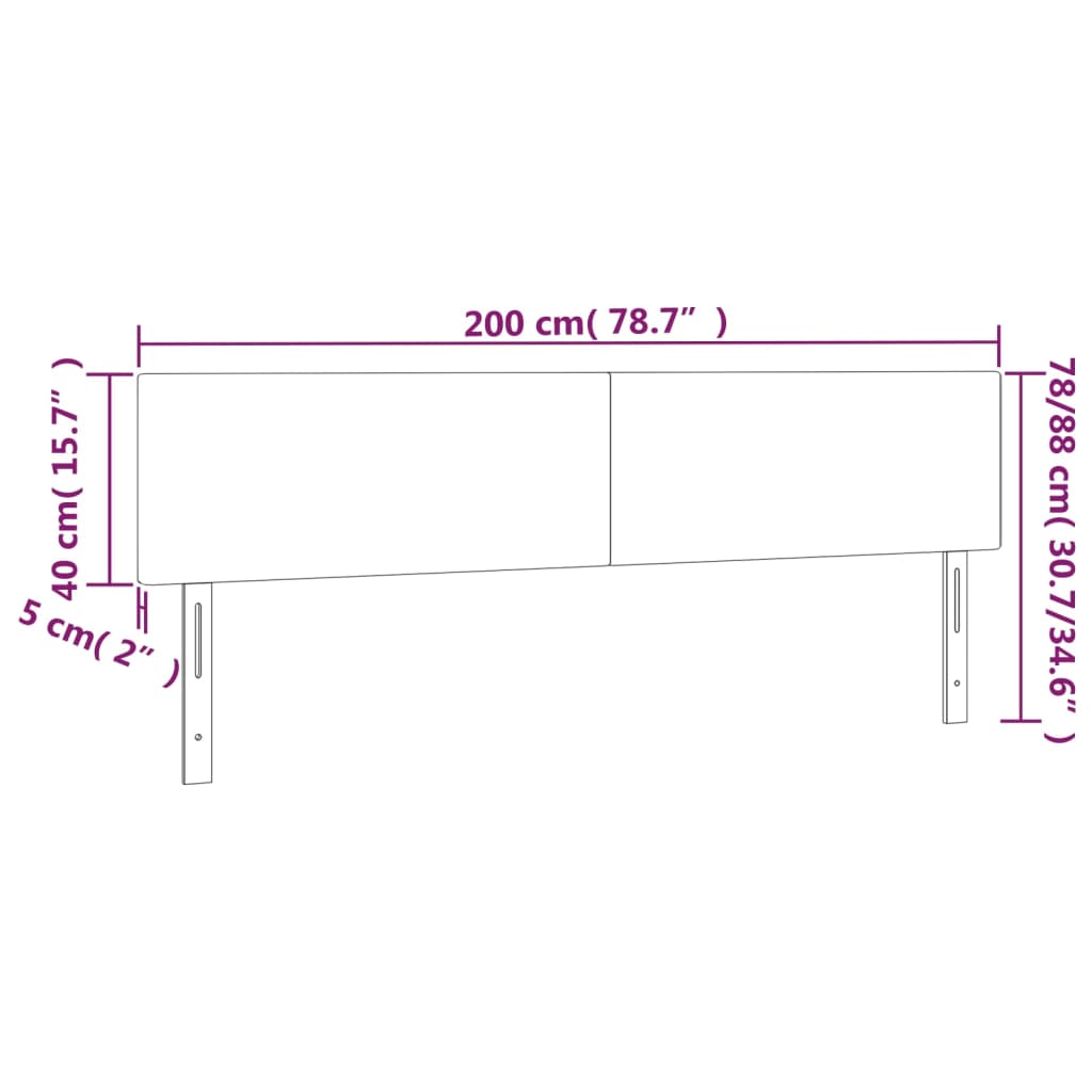 vidaXL Hoofdbord LED 200x5x78/88 cm kunstleer zwart