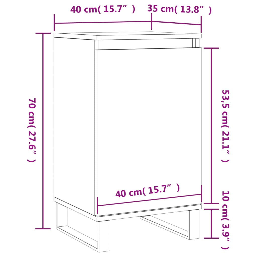 vidaXL Dressoir 40x35x70 cm bewerkt hout grijs sonoma