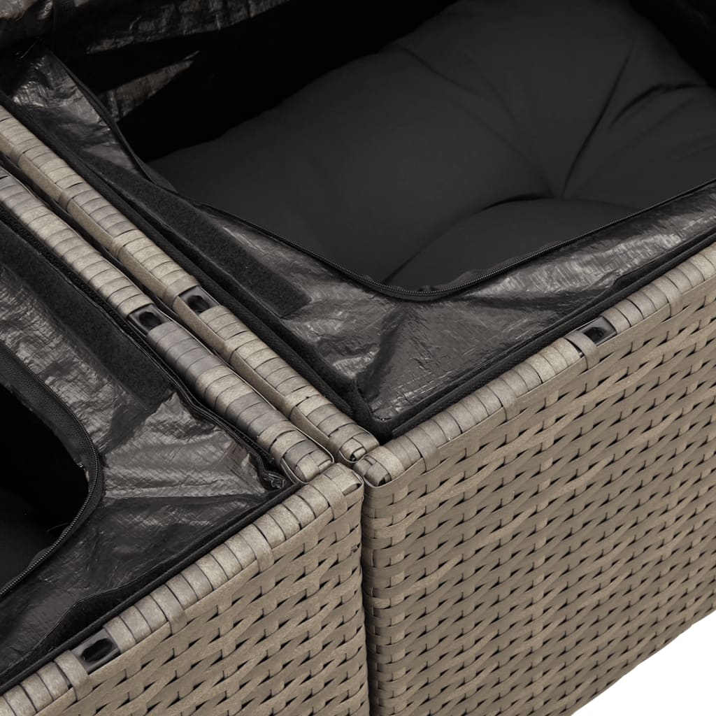 vidaXL 11-delige Loungeset met kussens poly rattan grijs