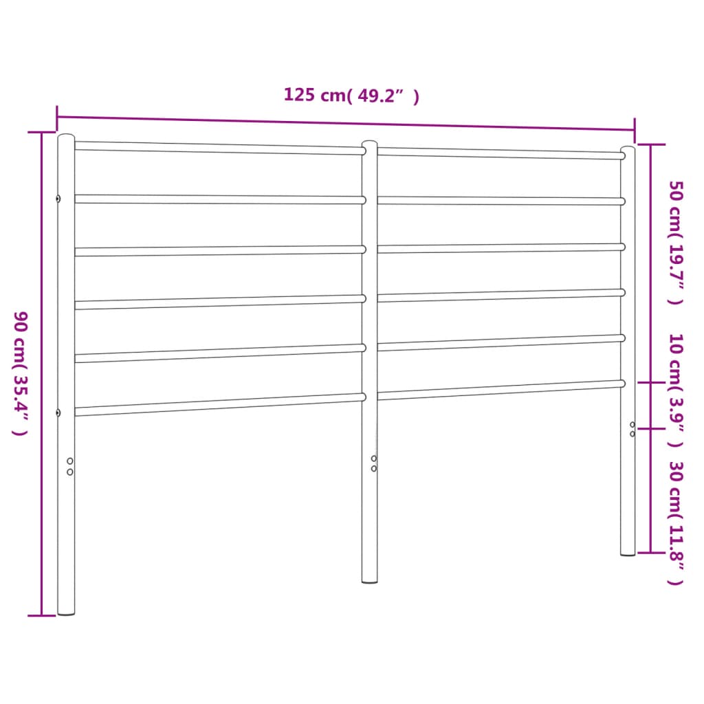 vidaXL Hoofdbord metaal zwart 120 cm