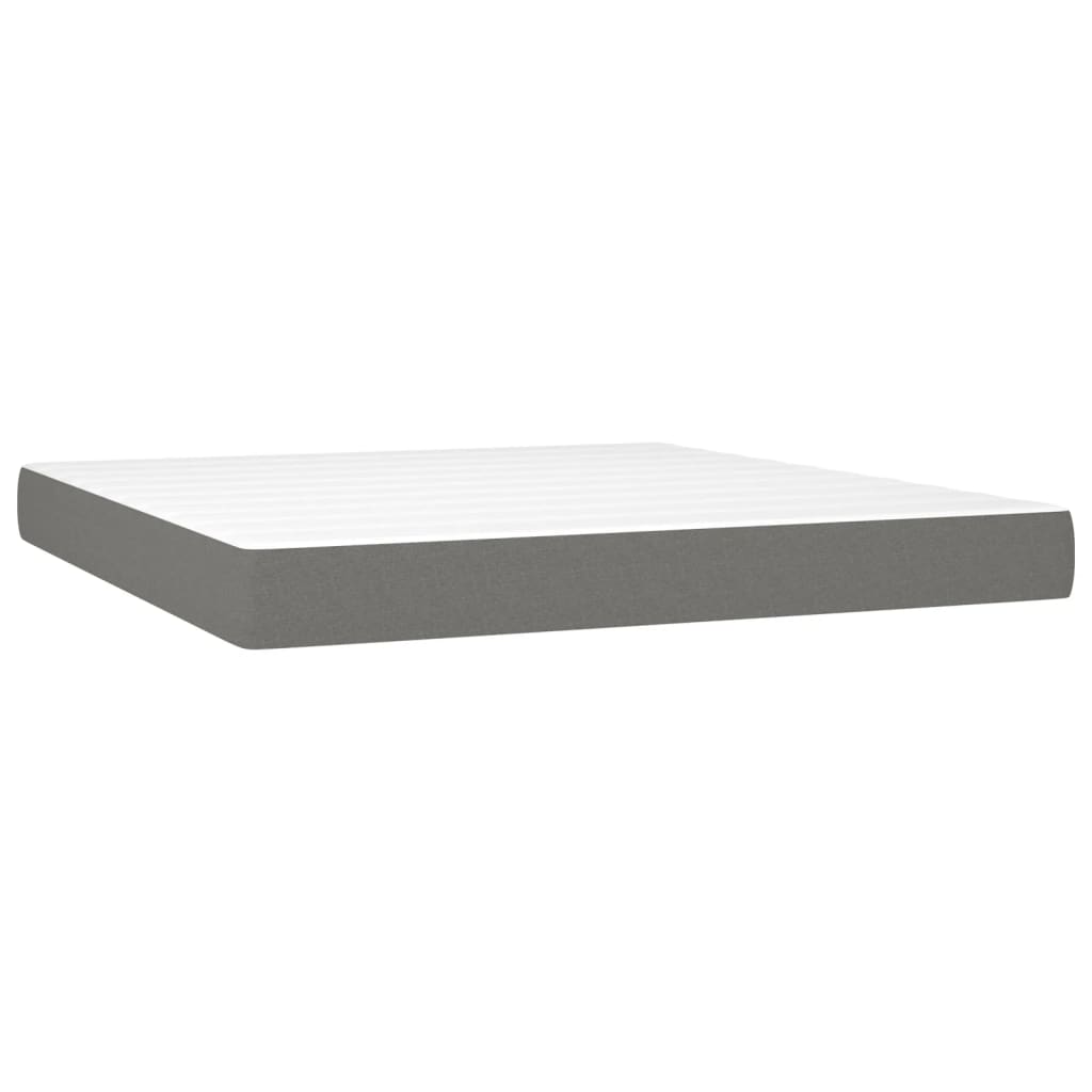 vidaXL Boxspring met matras en LED stof donkergrijs 180x200 cm