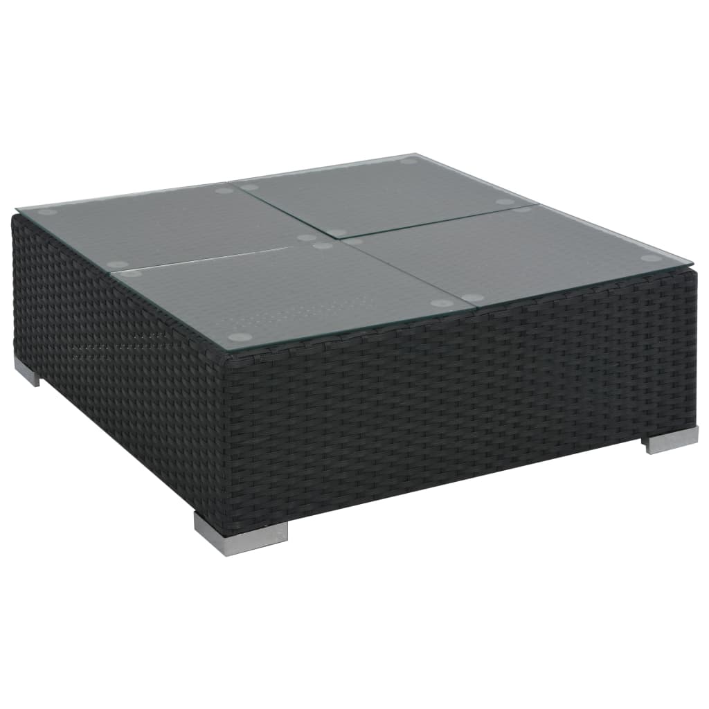 vidaXL 6-delige Loungeset met kussens poly rattan zwart