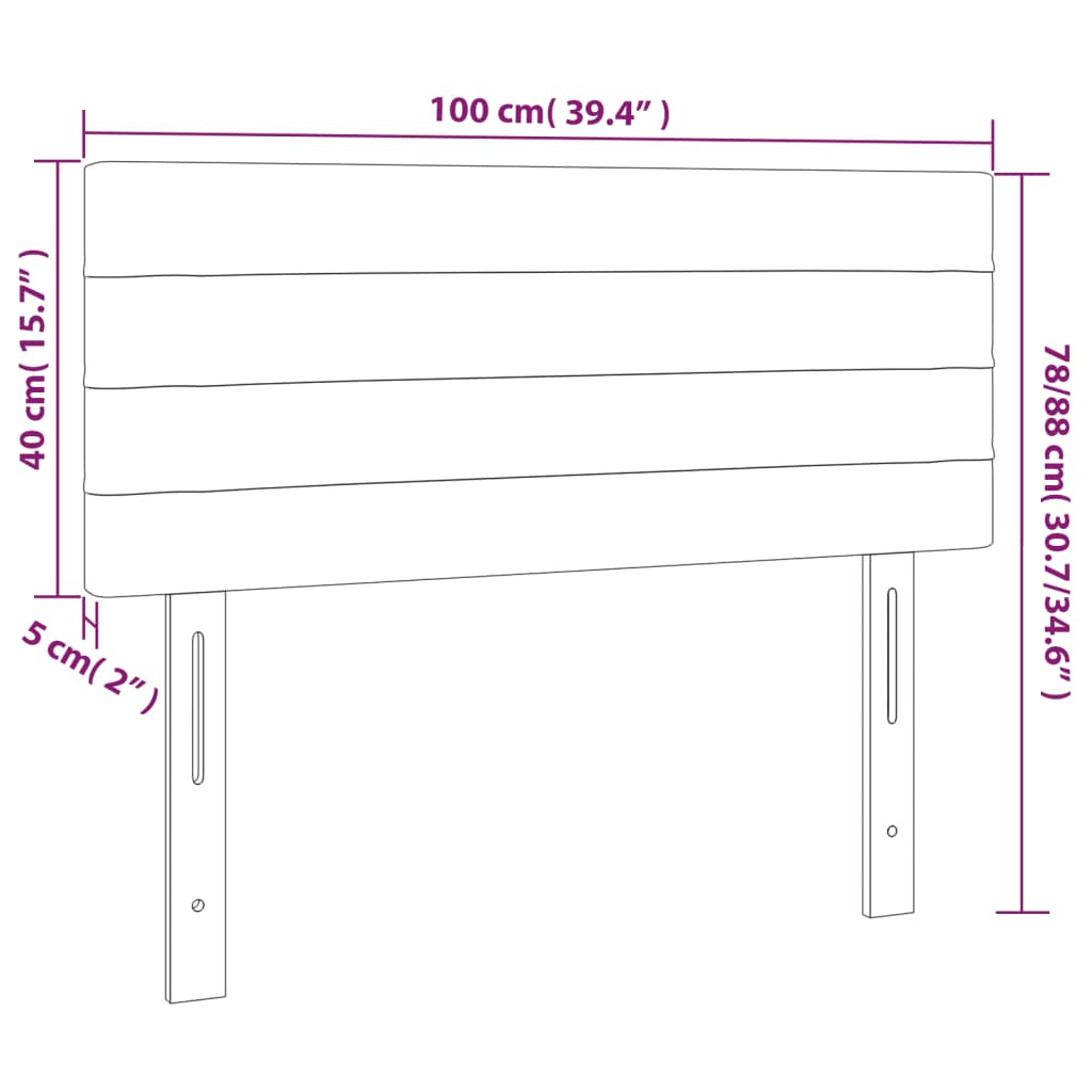 vidaXL Hoofdbord 100 x 5 x 78/88 cm stof lichtgrijs