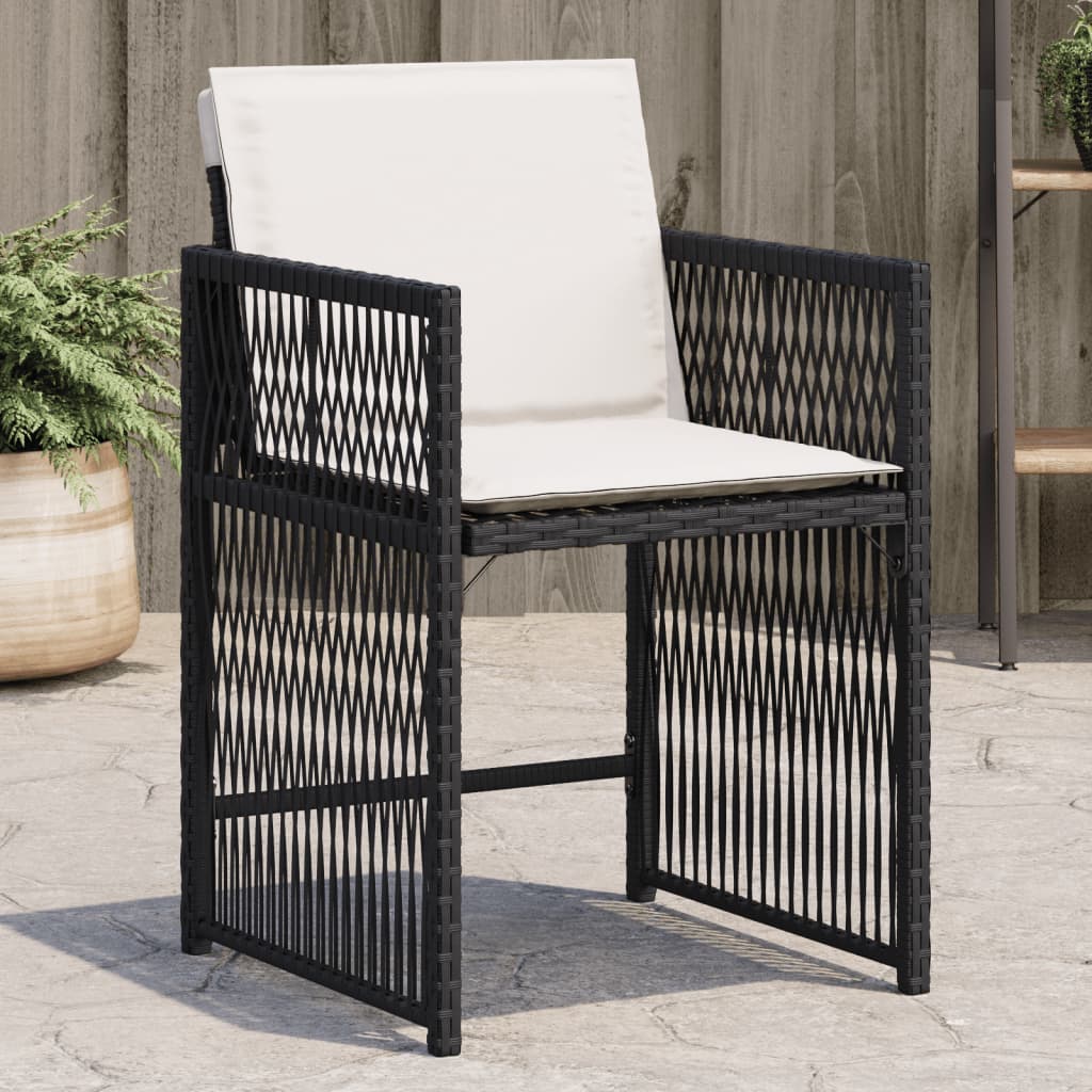 vidaXL Tuinstoelen 4 st met kussens poly rattan zwart