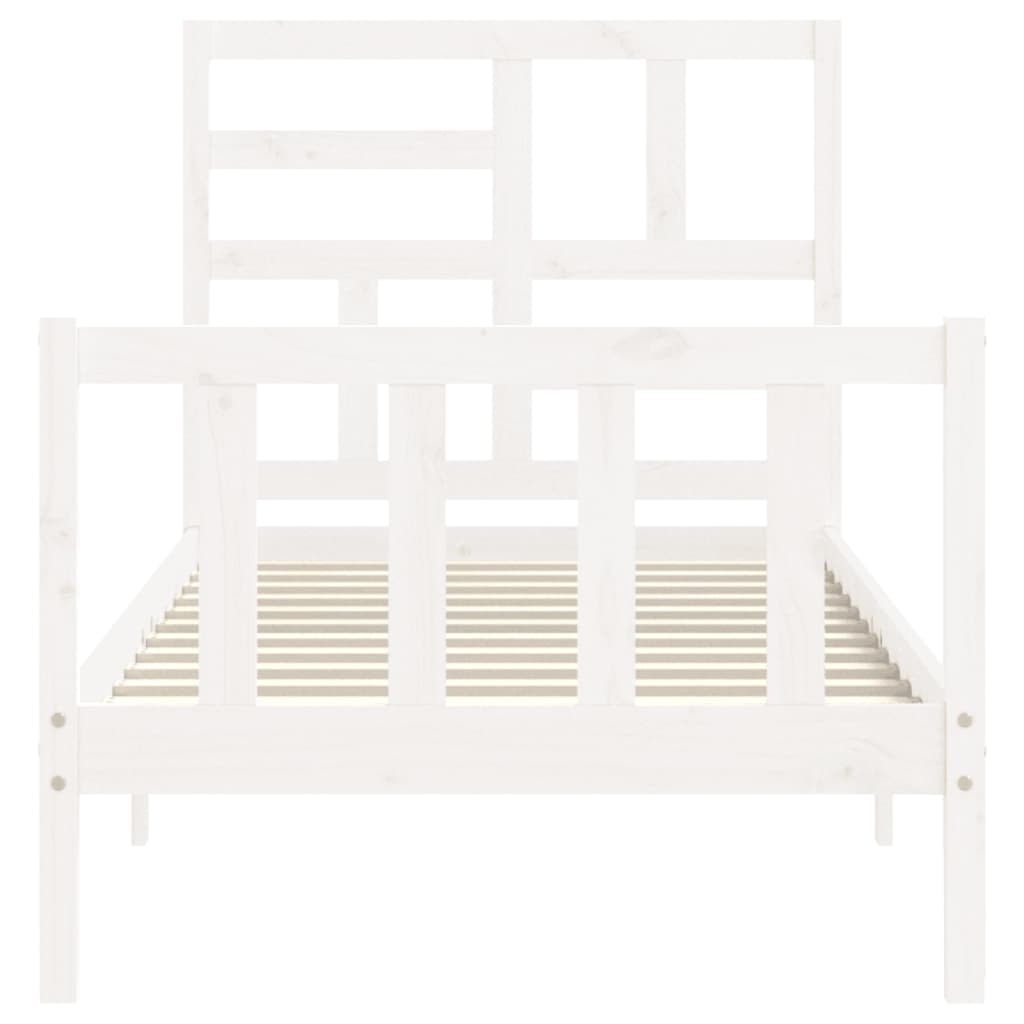 vidaXL Bedframe met hoofdbord massief hout wit