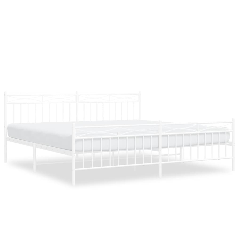 vidaXL Bedframe met hoofd- en voeteneinde metaal wit 200x200 cm