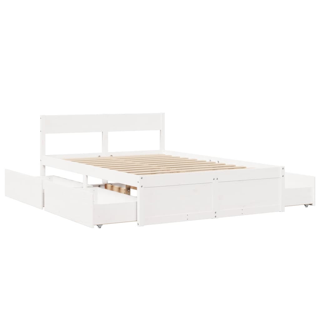 vidaXL Bedframe zonder matras massief grenenhout wit 120x190 cm