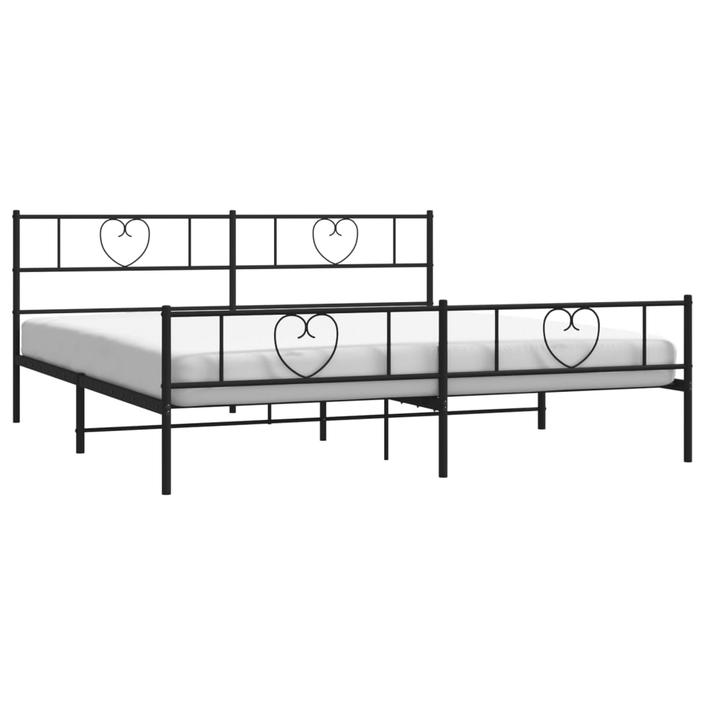 vidaXL Bedframe met hoofd- en voeteneinde metaal zwart 200x200 cm