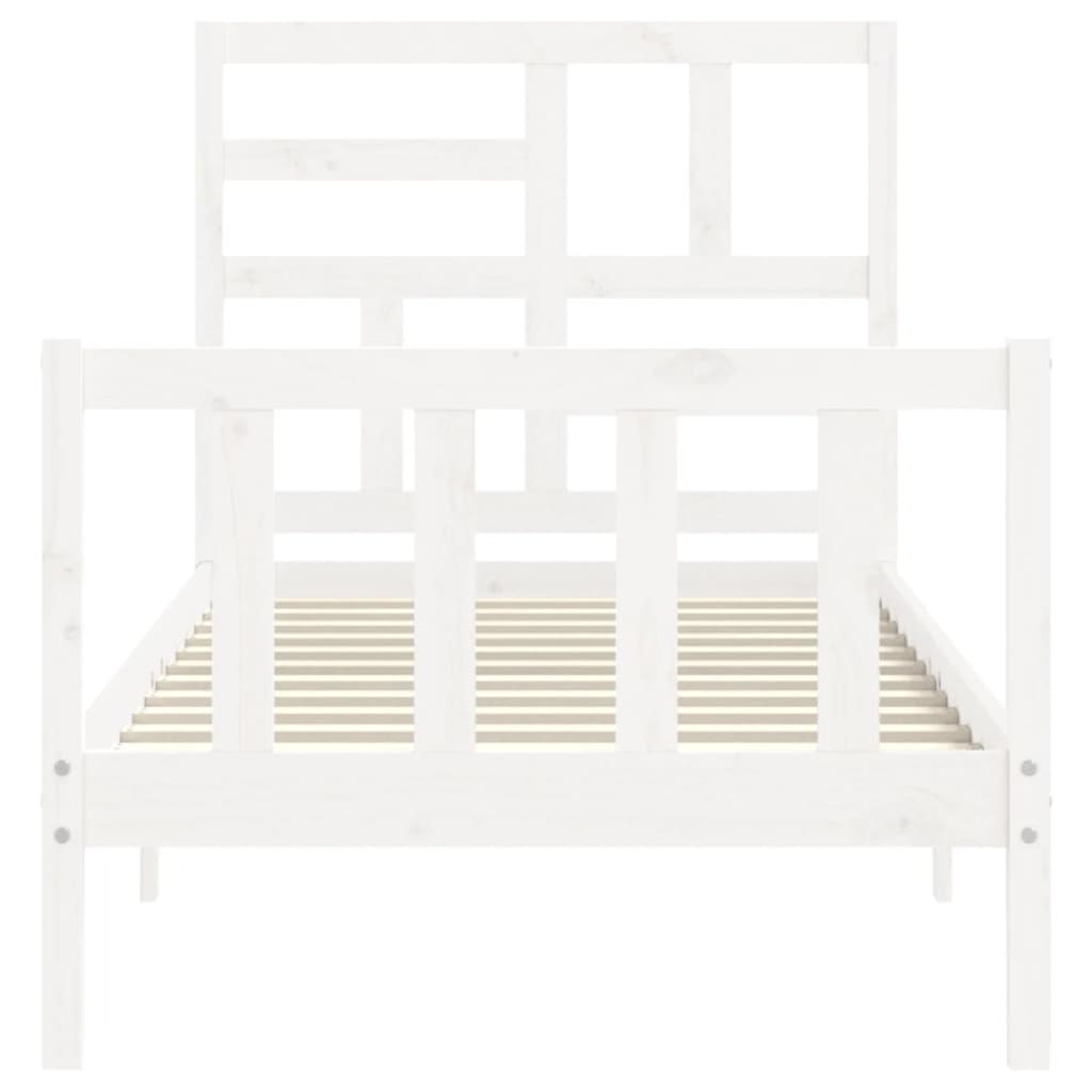 vidaXL Bedframe met hoofdbord massief hout wit 90x200 cm