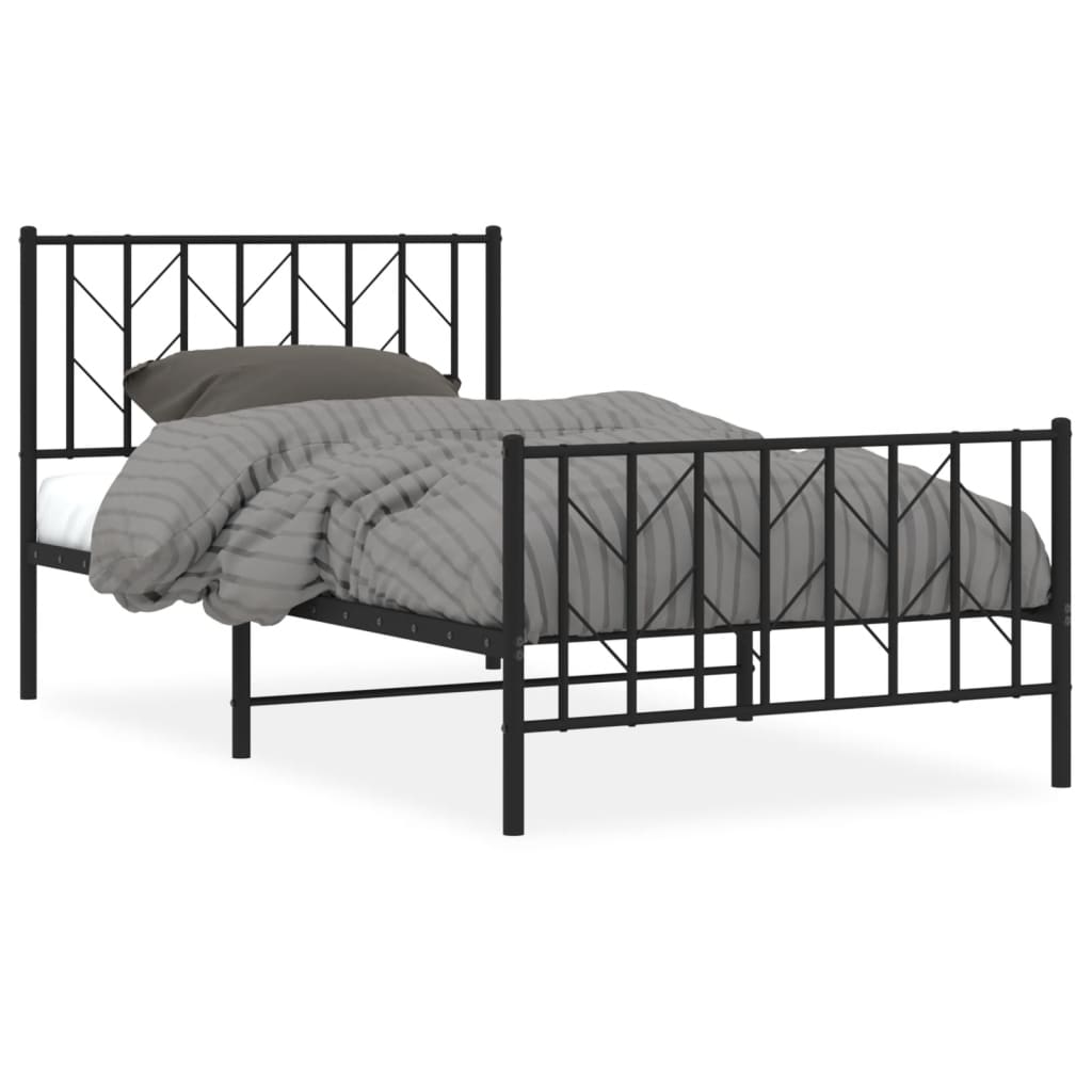 vidaXL Bedframe met hoofd- en voeteneinde metaal zwart 100x200 cm