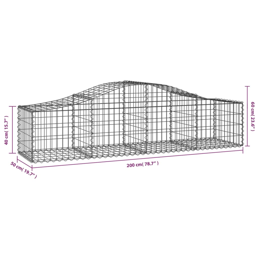 vidaXL Schanskorven 4 st gewelfd 200x50x40/60 cm gegalvaniseerd ijzer