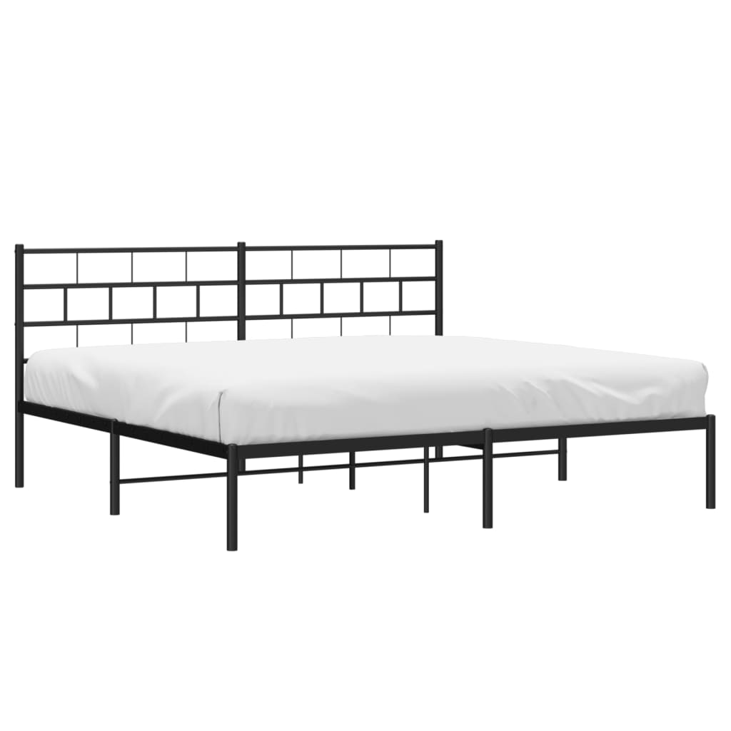 vidaXL Bedframe met hoofdbord metaal zwart 183x213 cm