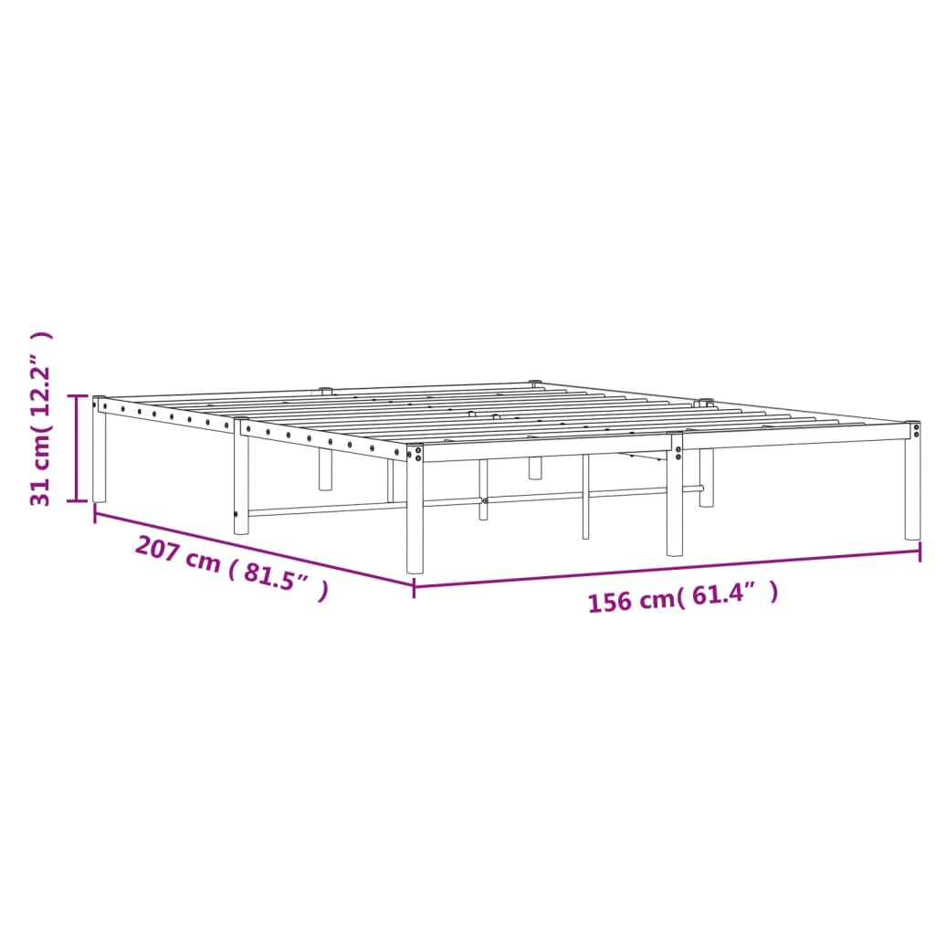 vidaXL Bedframe metaal zwart 150x200 cm