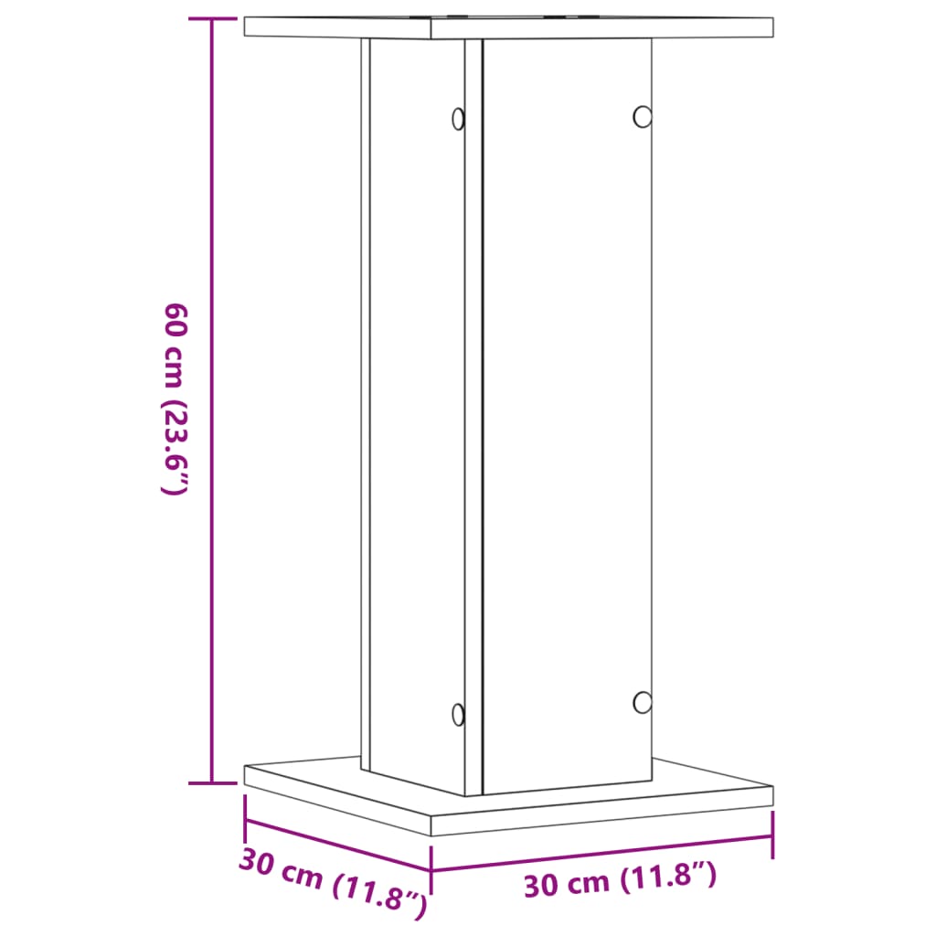 vidaXL Plantenstandaards 2 st 30x30x60 cm bewerkt hout bruin eiken