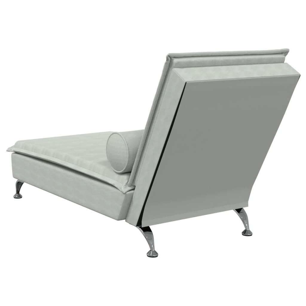 vidaXL Massage chaise longue met bolster fluweel lichtgrijs