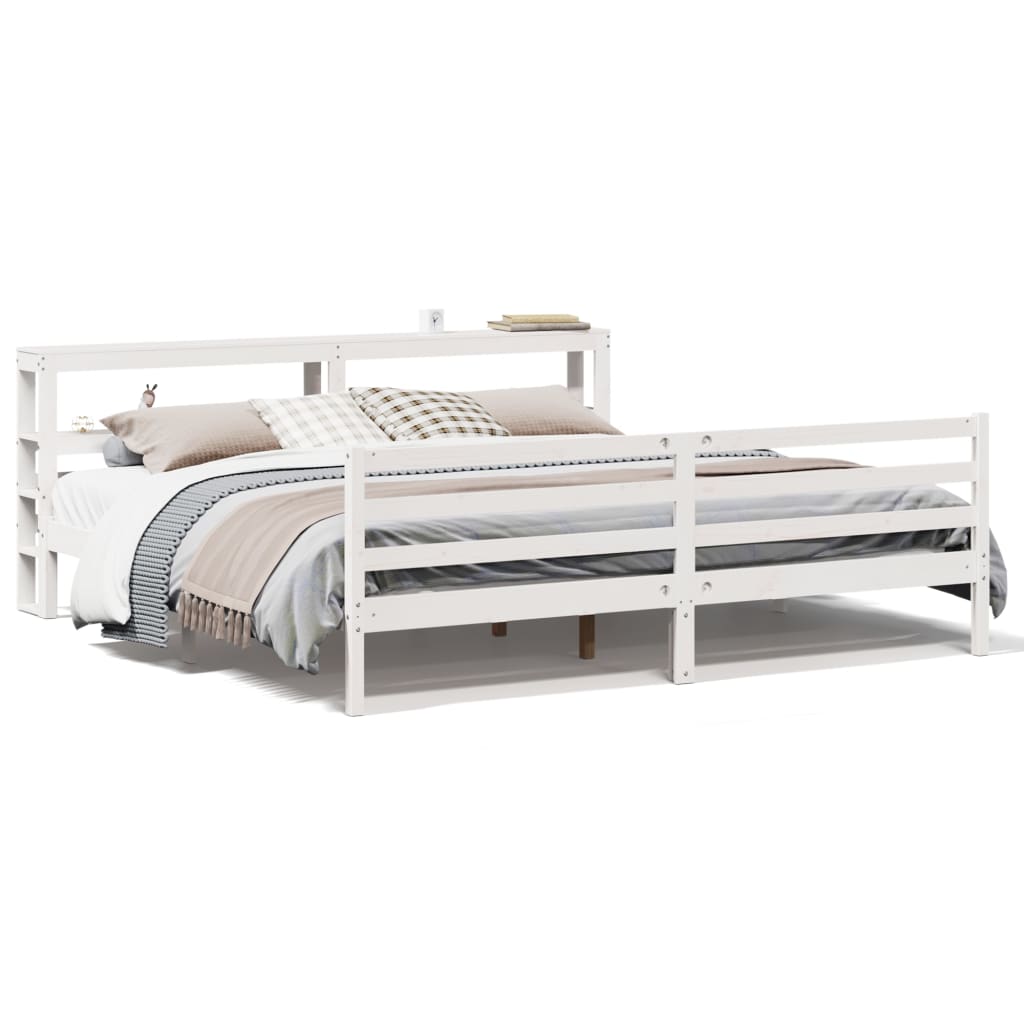 vidaXL Bedframe zonder matras massief grenenhout wit 180x200 cm