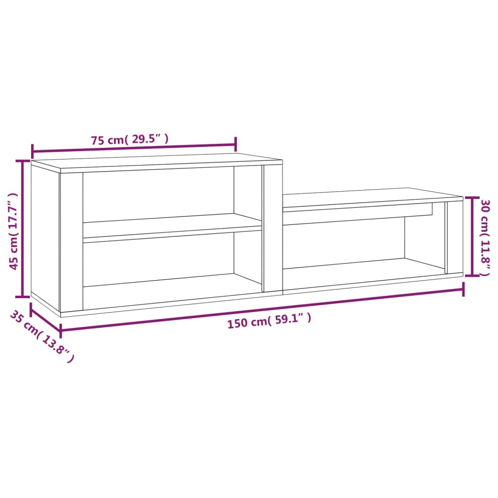 vidaXL Schoenenkast 150x35x45 cm bewerkt hout sonoma eikenkleurig