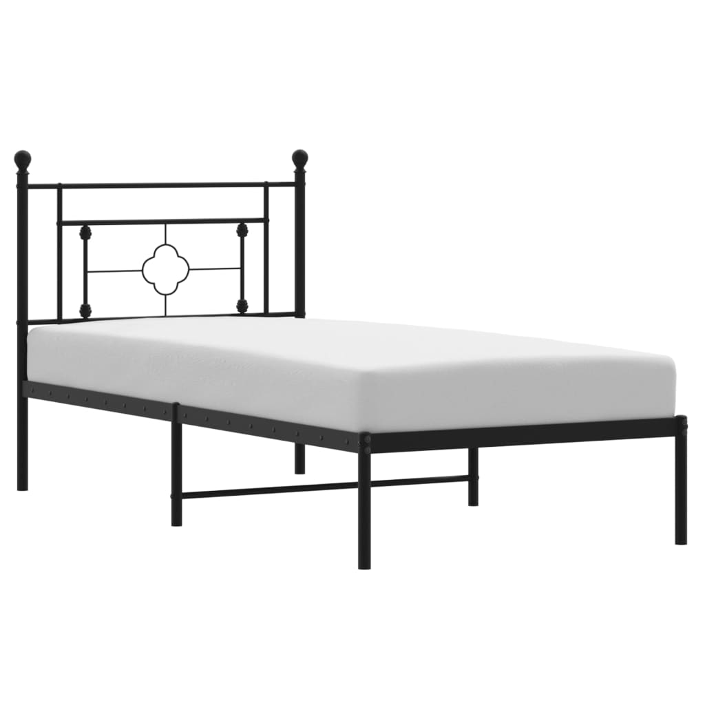 vidaXL Bedframe met hoofdbord metaal zwart 100x200 cm