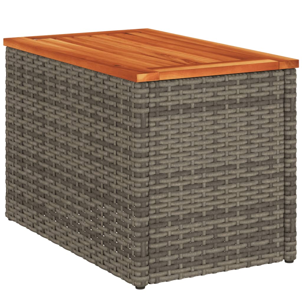 vidaXL Tuinbijzettafels 2 st 55x34x37 cm poly rattan en hout grijs