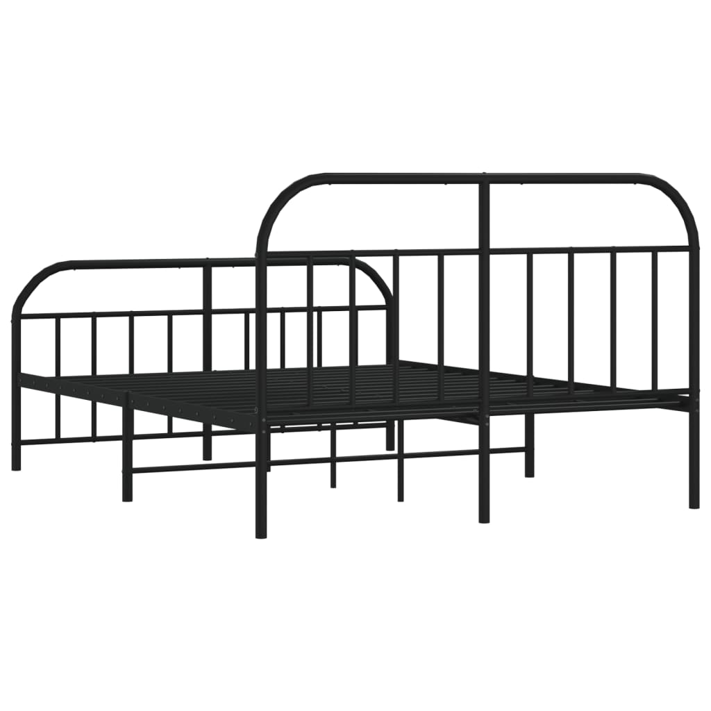 vidaXL Bedframe met hoofd- en voeteneinde metaal zwart 140x190 cm