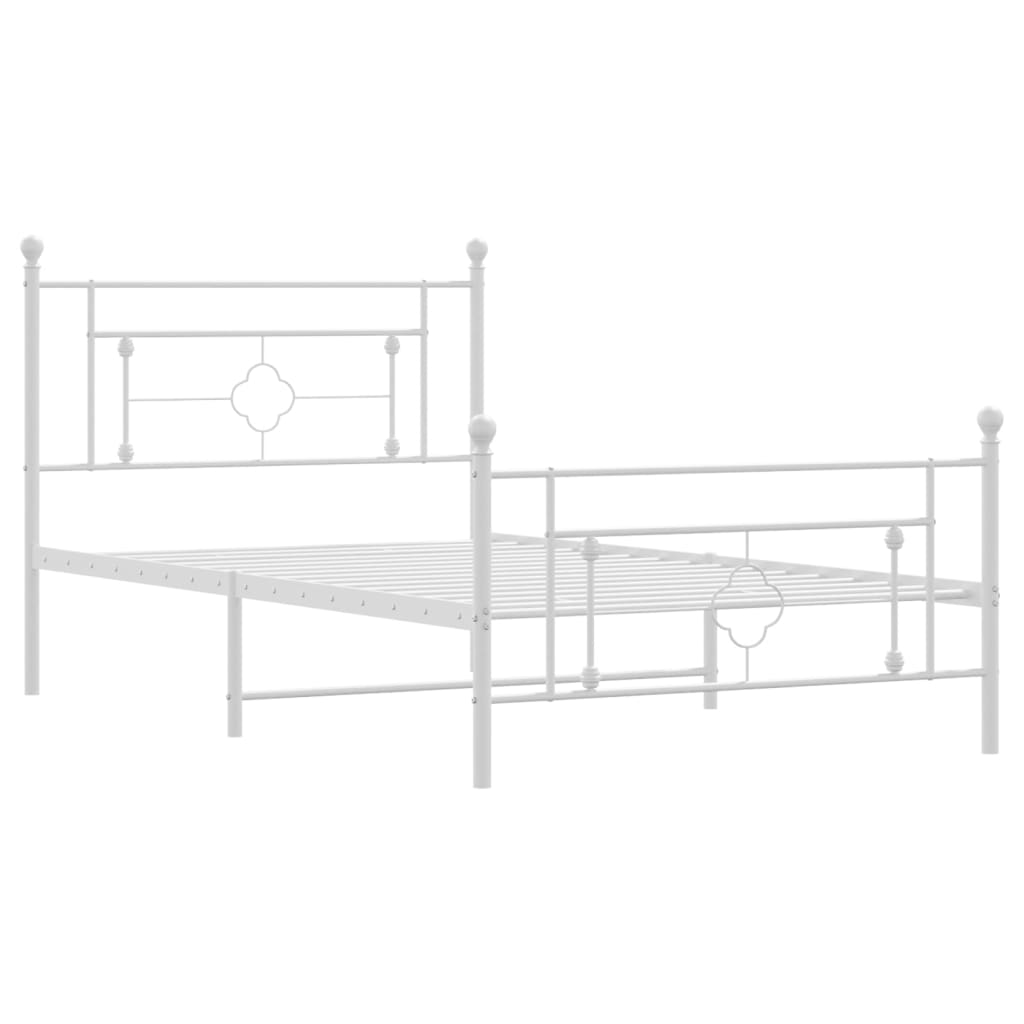 vidaXL Bedframe met hoofd- en voeteneinde metaal wit 107x203 cm