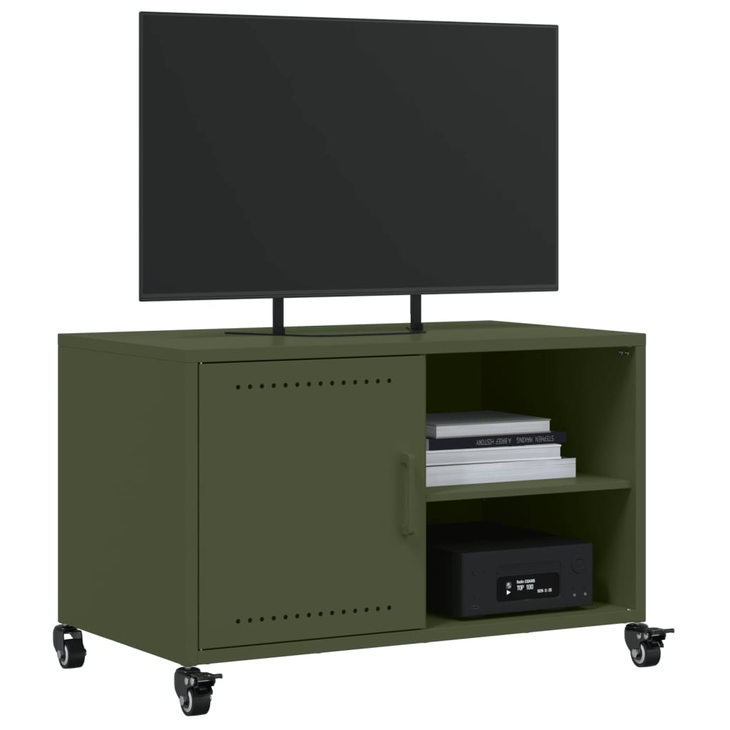 vidaXL Tv-meubel 68x39x43,5 cm staal olijfgroen