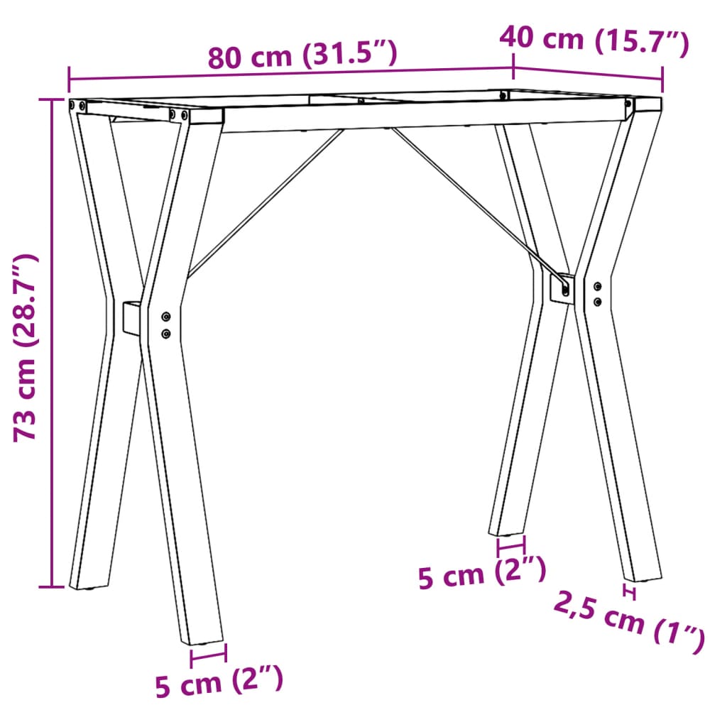 vidaXL Eettafelpoten Y-frame 80x40x73 cm gietijzer