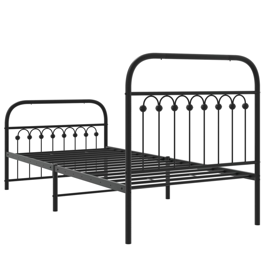 vidaXL Bedframe met hoofd- en voeteneinde metaal zwart 90x200 cm